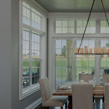 Casement windows in dining room