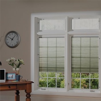 Single-hung windows in office